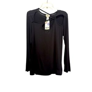 NWT. BiBi. Open neck detail, long sleeve top. Size medium.